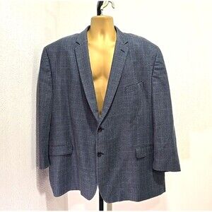 Lauren Ralph Lauren Blazer Mens Sz 54R Houndstooth Wool Silk Jacket Blue Classic